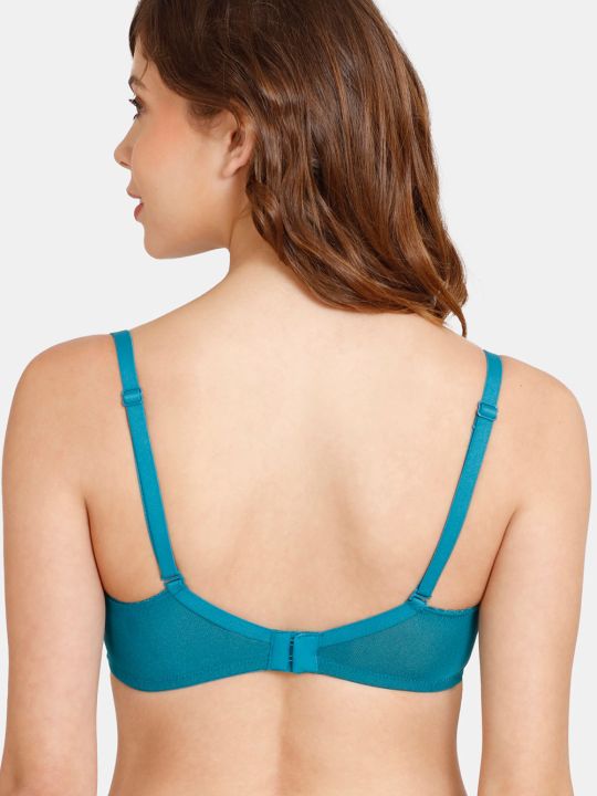 Rosaline Everyday Double Layered Non Wired 3/4th Coverage Lace Bra - Harbor Blue