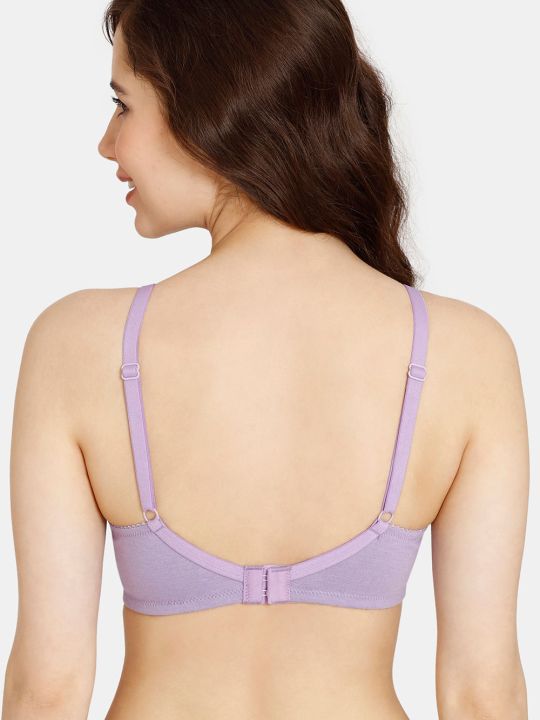 Rosaline Everyday Double Layered Non Wired 3/4th Coverage Lace Bra - Violet Tulip