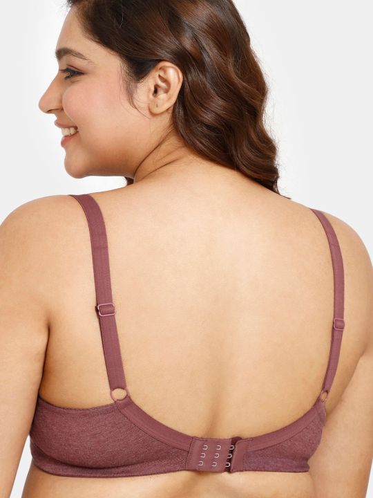 Rosaline Everyday Double Layered Non-Wired Full Coverage Super Support Bra - Syrah