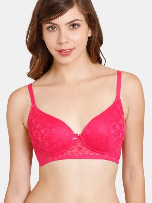 Rosaline Padded Non-Wired Medium Coverage Lace Bra - Beetroot Purple
