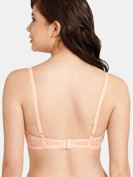 Rosaline Padded Wired 3/4th Coverage Lace Bra - Salmon