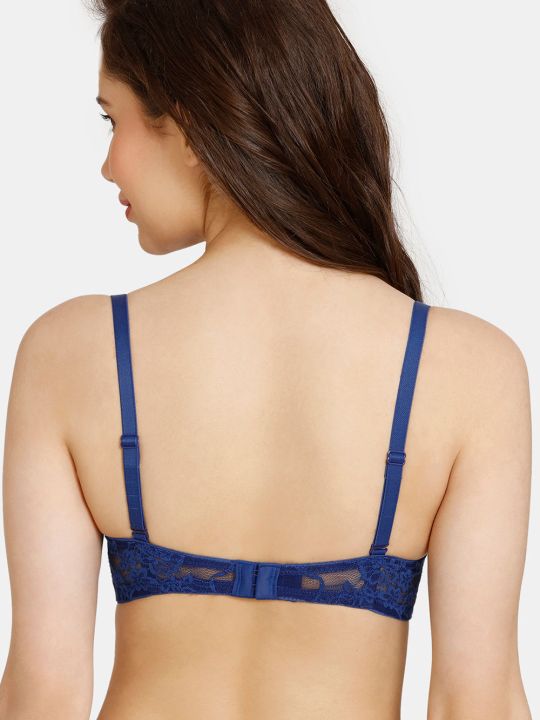 Rosaline Padded Wired 3/4th Coverage Lace Bra - Sodalite Blue