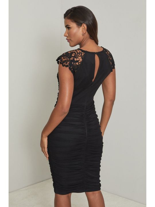 Ruched Lace Top Bodycon Dress (Lipsy)