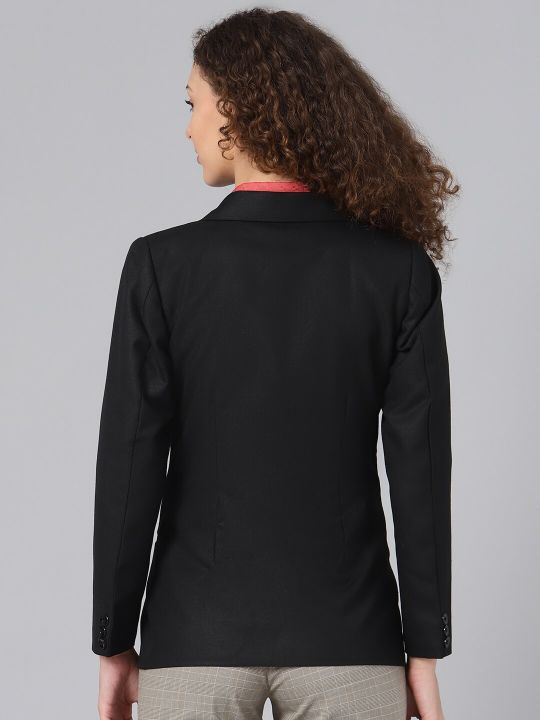 Shaftesbury London Women Black Solid Formal Blazer