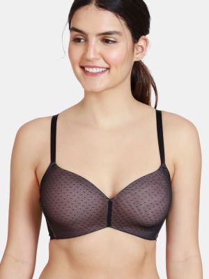 Shaper Padded Non Wired 3/4th Coverage T-Shirt Bra - Black