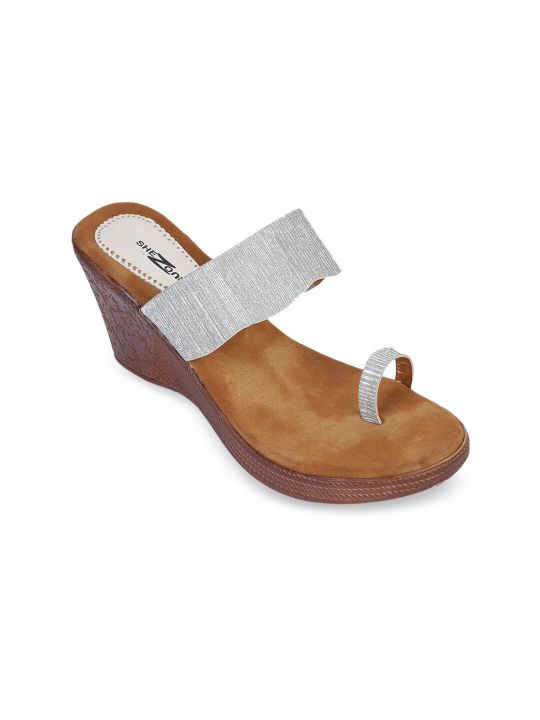 Shezone Women Silver-Toned Solid Wedges