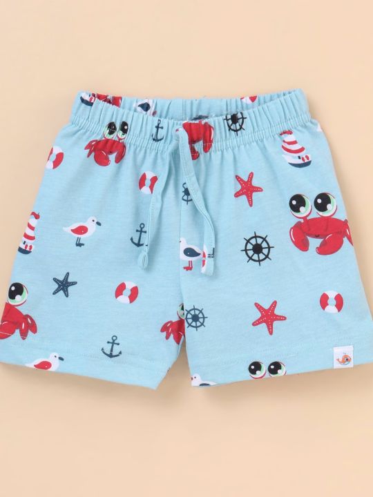 Sleeveless All Over Baby Crabs Printed Tee With Coordinating Shorts