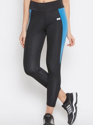 Snug Fit Active Ankle-Length Colourblock Tights in Black