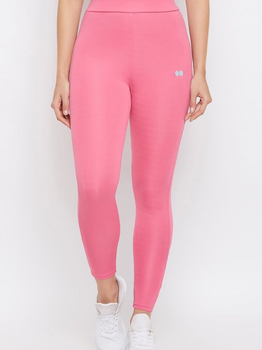 Snug Fit Active Ankle Length Tights in Pink