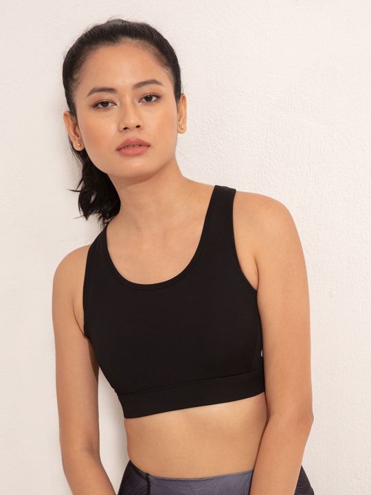 Sports Bra With Criss-cross Straps And Back Closure - Nyk310 Jet Black (Nykd)