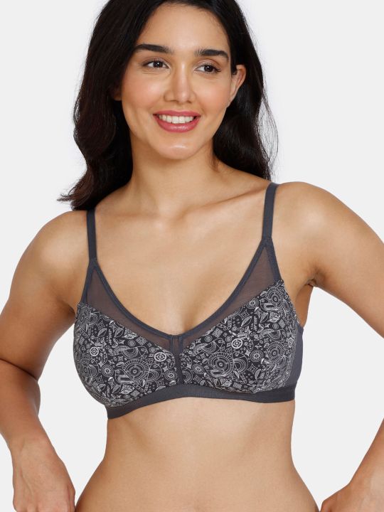 Sun's Bird Double Layered Non Wired 3/4th Coverage T-Shirt Bra With Hipsters Panty - Ebony