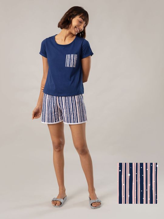Super Fine Shorts In Cosy Cotton - NYS033 Stripe Print (Nykd)