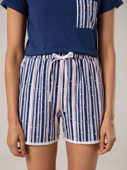 Super Fine Shorts In Cosy Cotton - NYS033 Stripe Print (Nykd)