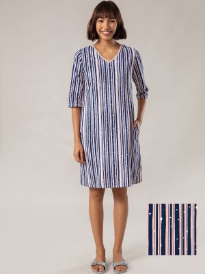 Super Fine Sleep Dress In Cosy Cotton - NYS009 Stripe Print (Nykd)