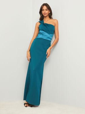 Teal Twisted One Shoulder Maxi Dress (Lipsy)