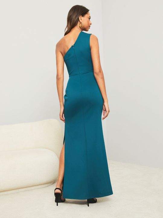 Teal Twisted One Shoulder Maxi Dress (Lipsy)