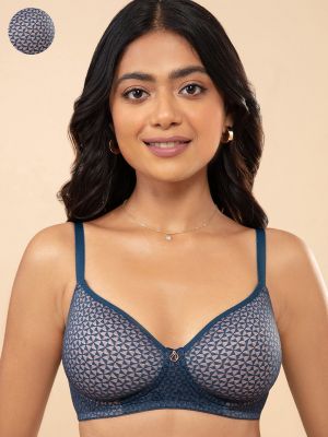 Textured Lace Padded Wirefree Bra - Blue NYB076 (Nykd)
