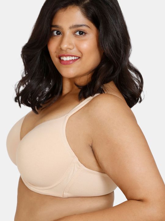 True Curv Padded Wired 3/4th Coverage T-Shirt Bra-Toasted Almond