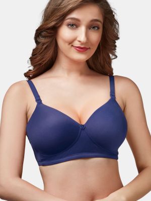 Trylo Padded Non-Wired Full Coverage T-Shirt Bra - Blue