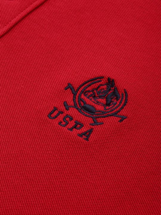 U.S. Polo Assn. U S Polo Assn Men Red Polo Collar Pure Cotton Slim Fit T-shirt