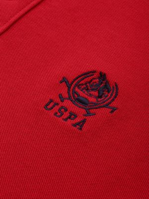 U.S. Polo Assn. U S Polo Assn Men Red Polo Collar Pure Cotton Slim Fit T-shirt