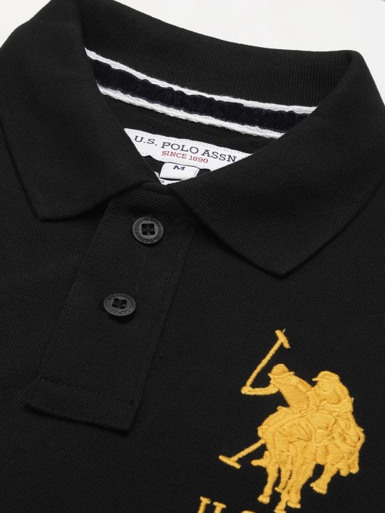 U.S. Polo Assn. U S Polo Assn Men Solid Polo Collar Pure Cotton Slim Fit T-shirt
