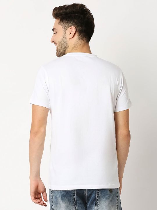 White Candy Color Block T-Shirt (Bewakoof)