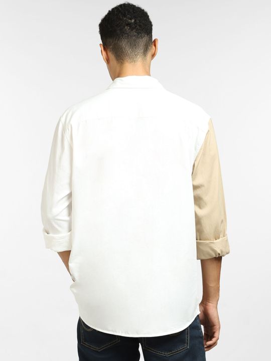 White Colourblocked Full Sleeves Shirt (Jack & Jones)