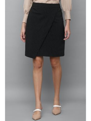 Women Black Stripe Casual Skirt (Allen Solly)
