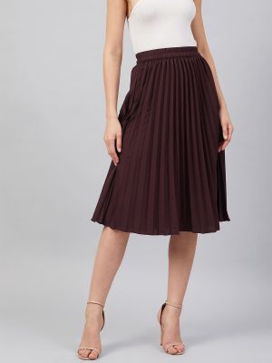 Women Casual Wine Colour Solid A-line Skirt (RARE)