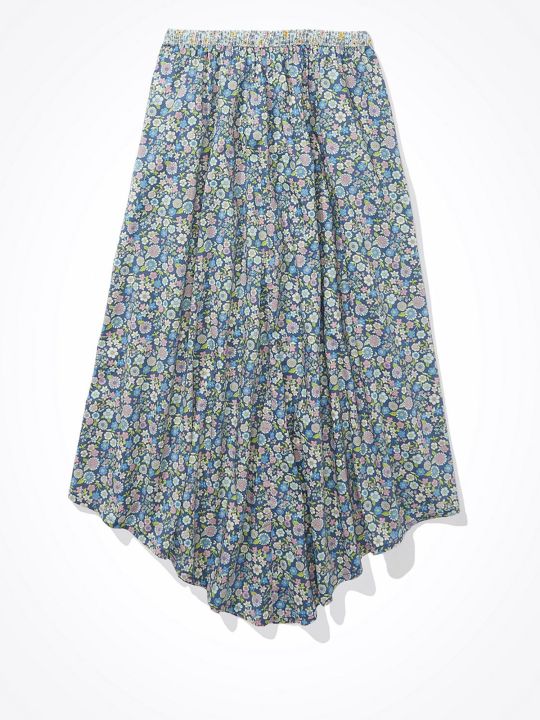 Women Multi-Color Floral Pull-on Midi Skirt (American Eagle)