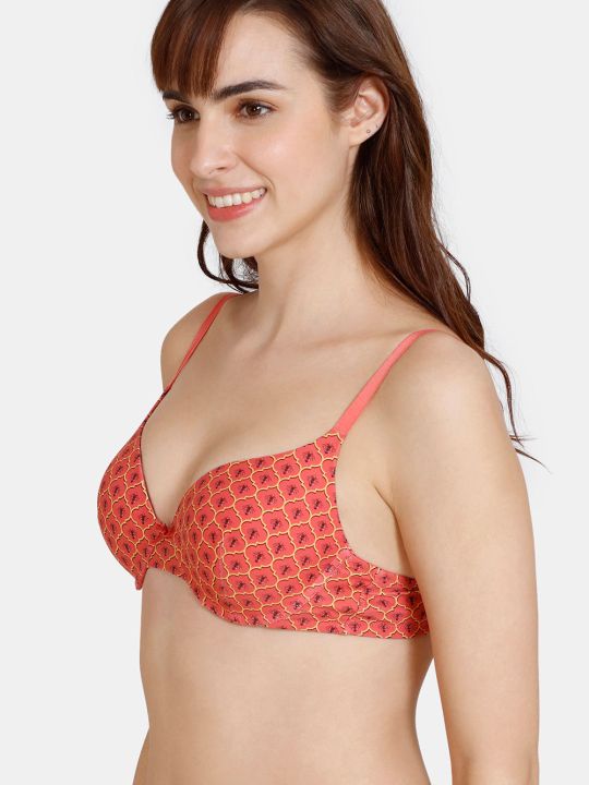 Zellij Dreams Push Up Wired Medium Coverage Bra - Spiced Coral