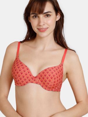 Zellij Dreams Push Up Wired Medium Coverage Bra - Spiced Coral