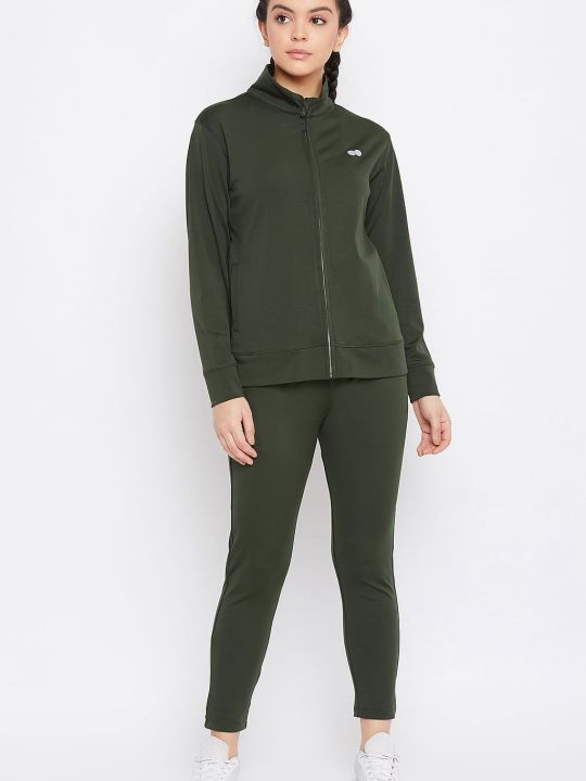 Activewear Jacket & Ankle-Length Tights in Olive Green
