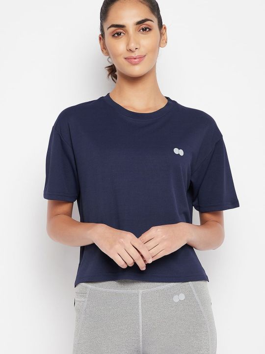 Boxy Fit Active T-shirt in Navy