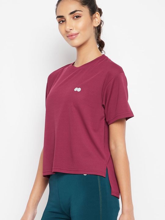 Boxy Fit Active T-shirt in Plum Colour
