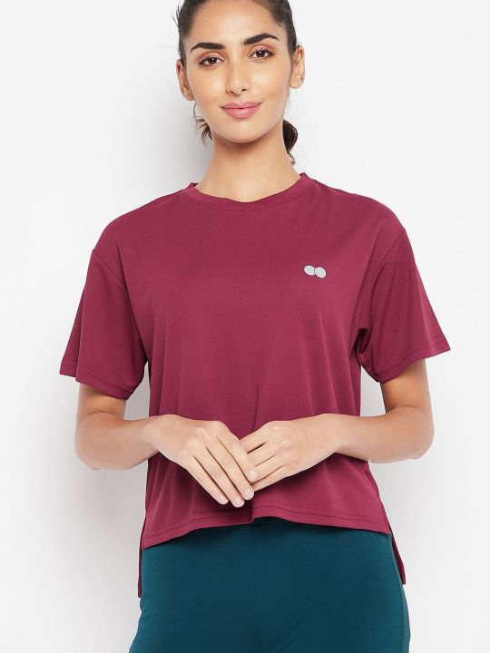 Boxy Fit Active T-shirt in Plum Colour