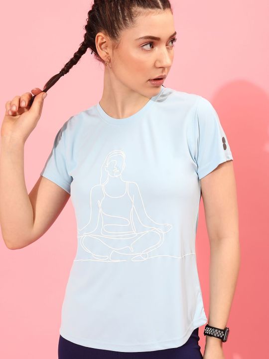 Comfort-Fit Abstract Figure Print Active T-shirt in Baby Blue