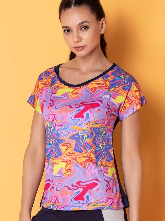 Comfort Fit Active Marble Print T-shirt in Multicolour