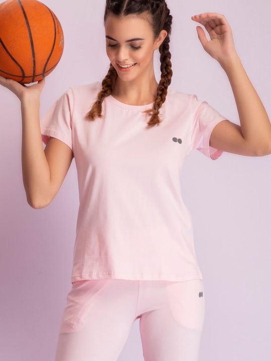Comfort Fit Active T-shirt in Baby Pink - Cotton Rich