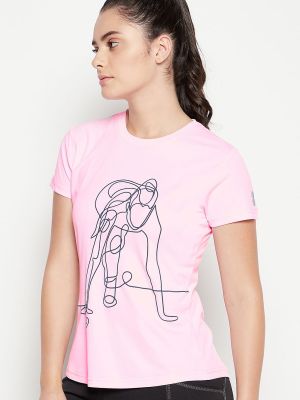 Comfort Fit Graphic Print Active T-shirt in Baby Pink