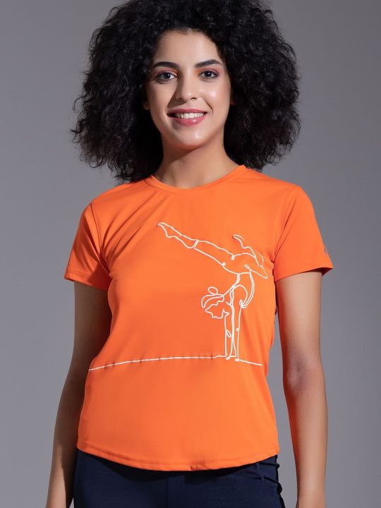 Comfort Fit Graphic Print Active T-shirt in Orange