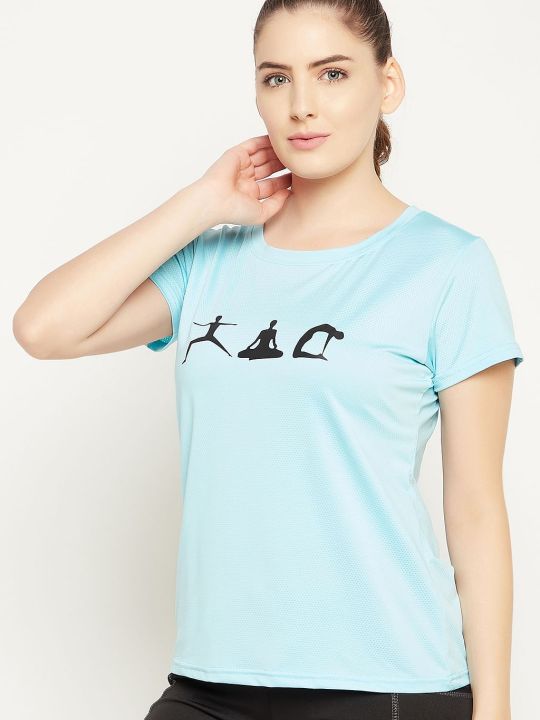 Comfort Fit Graphic Print Active T-shirt in Sky Blue