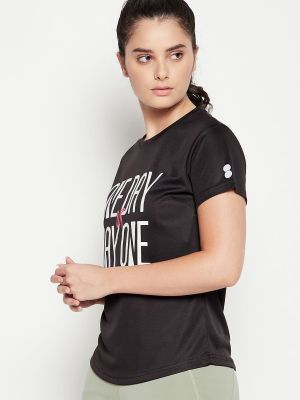 Comfort Fit Text Print Active T-shirt in Black