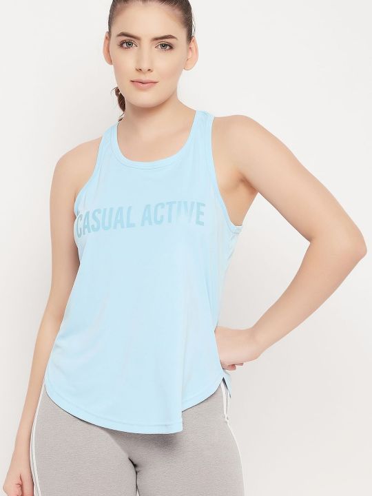 Comfort Fit Text Print Active Tank Top in Baby Blue