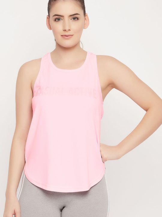 Comfort Fit Text Print Active Tank Top in Baby Pink