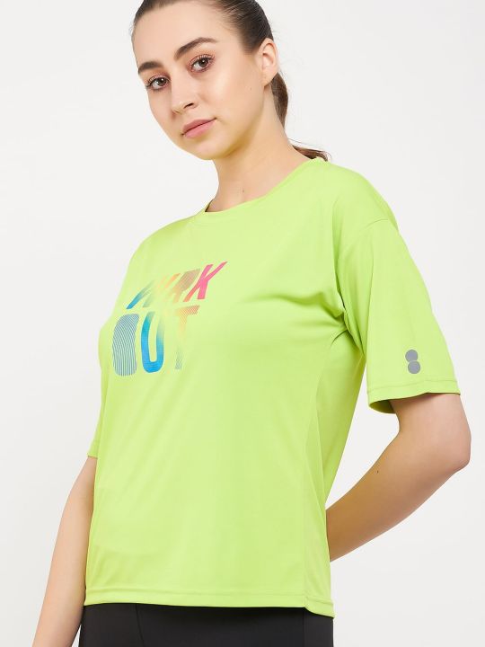 Graphic Print Active T-shirt in Lime Green