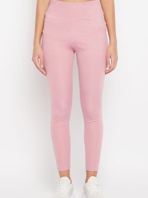 High-Rise Ankle-Length Active Tights in Baby Pink with Side Pocket