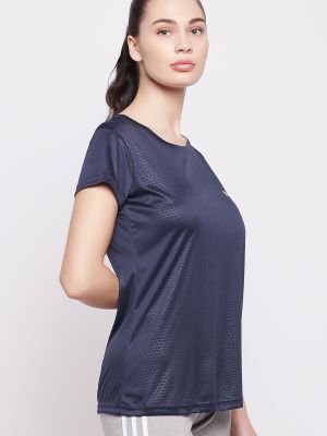 Honeycomb Patterned Active T-shirt in Navy