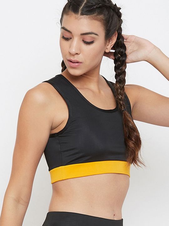 Medium Impact Padded Sports Bra with Removable Cups in Black